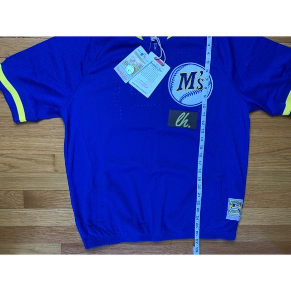 Men’s Large Mitchell & Ness Ken Griffey Jr Seattle Mariners Pullover Warm Up Jer - Picture 3 of 5